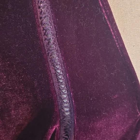 XL Maroon Purple Velvet Peasant Dress Bubble Sleeves Lace Front Details - Picture 2 of 4